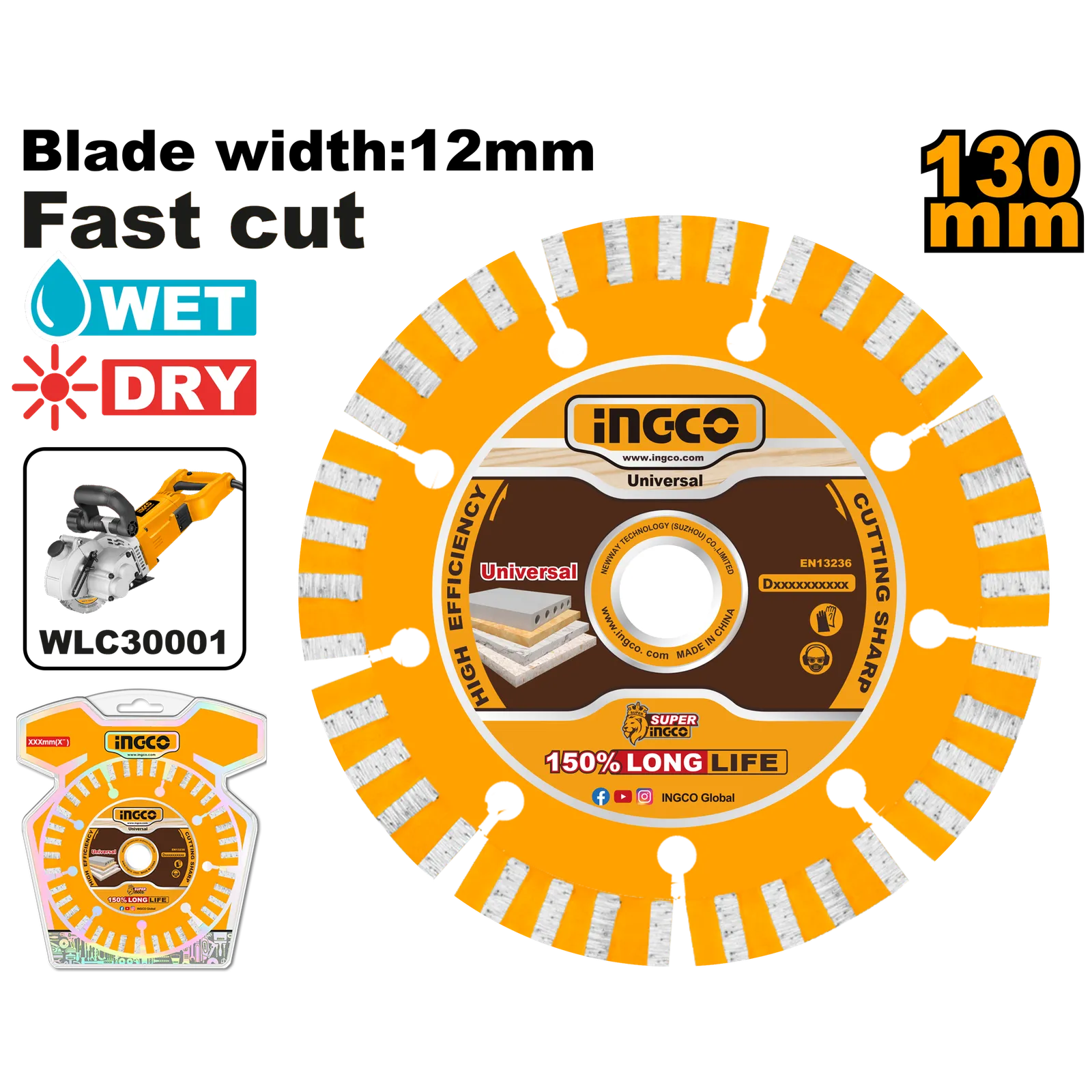 Диск алмазный сегментированный 130 мм INDUSTRIAL INGCO DMD011301