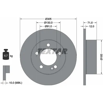 Диск тормозной задний стандартный NISSAN/OPEL/RENAULT/VAUXHALL TEXTAR 92228800