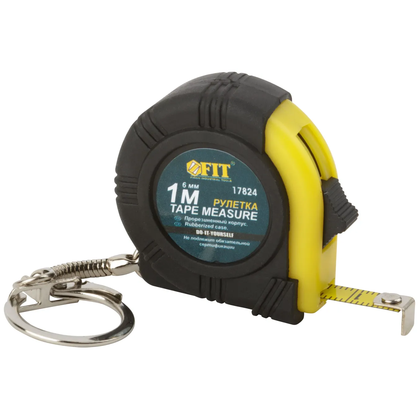 Рулетка-брелок, прорезин.корпус  1 м x 6 мм FIT 17824