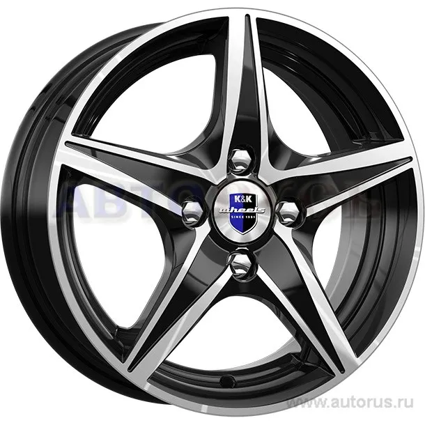 Диск литой R14 5J 5x100/57.1 ET35 КИК Мустанг алмаз черный r10804