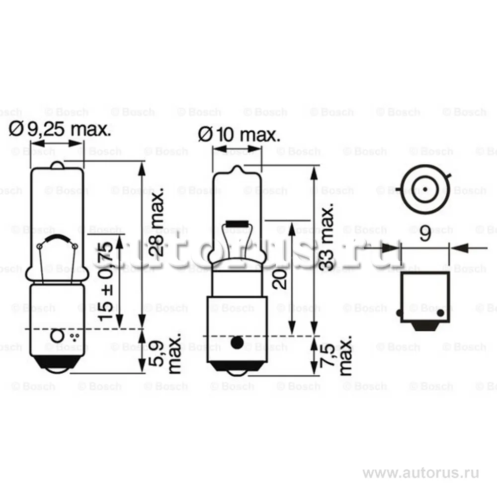 Лампа 12V H6W 6W BOSCH 1 шт. картон 1 987 302 232