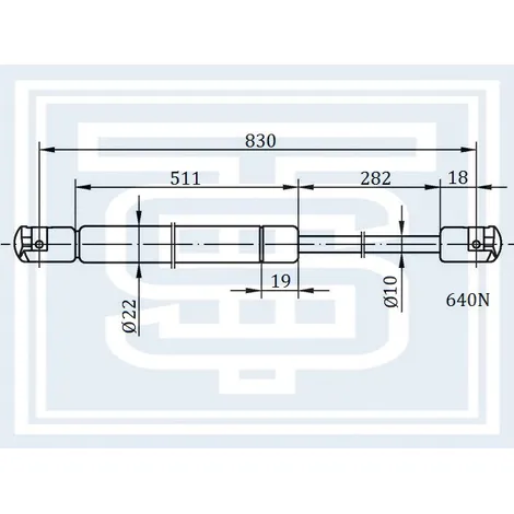 Амортизатор багажника FORD TRANSIT / RENAULT KANGOO L830mm / 640N STARKE 186-024