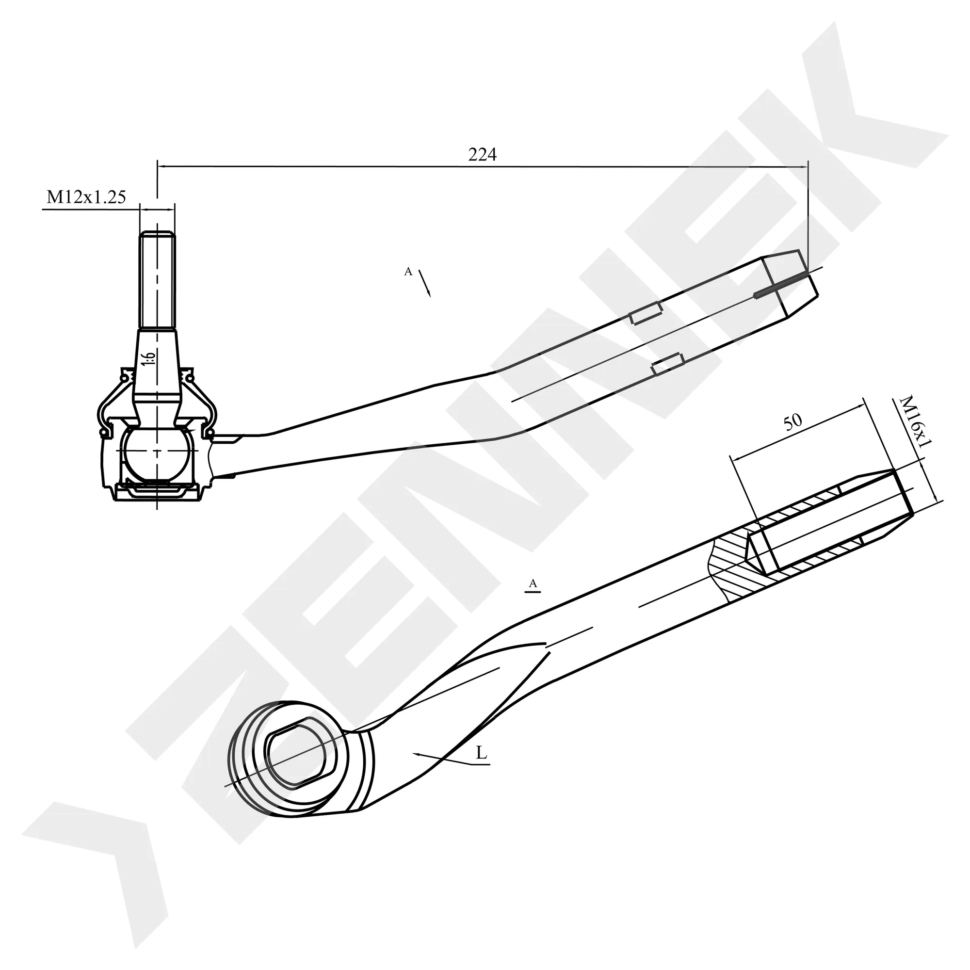 Наконечник рулевой левый BMW 5 E39 95-04 ZENNEK DTE0032
