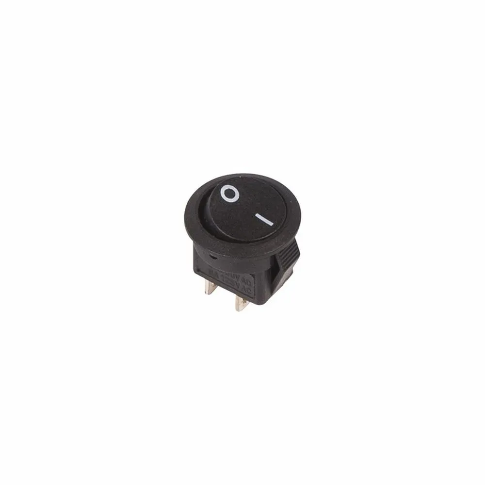 Выключатель клавишный круглый 250V 3А (2с) ON-OFF черный Micro REXANT 36-2510