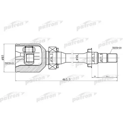 ШРУС внутренний правый 23x35x20 TOYOTA AVENSIS AT220/ZZ PATRON PCV1213