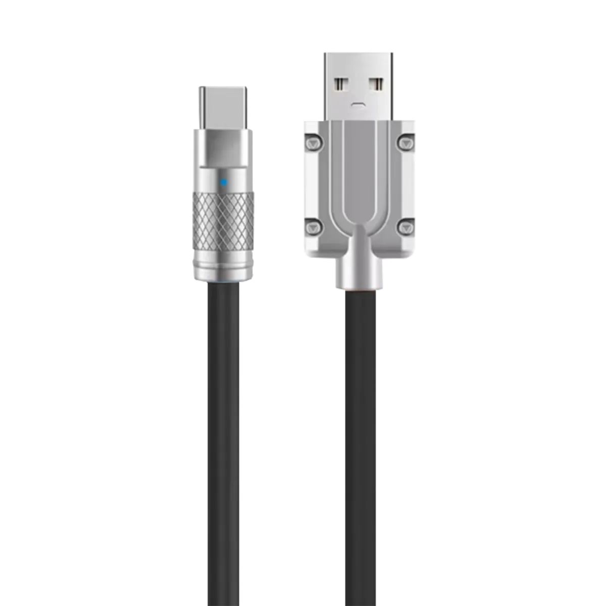 Силиконовый USB кабель c цинковым молдингом Type-A Type-C, 3 A быстрая зарядка, 1 м, 480 Мбит/с, чер ZIPOWER PM6741