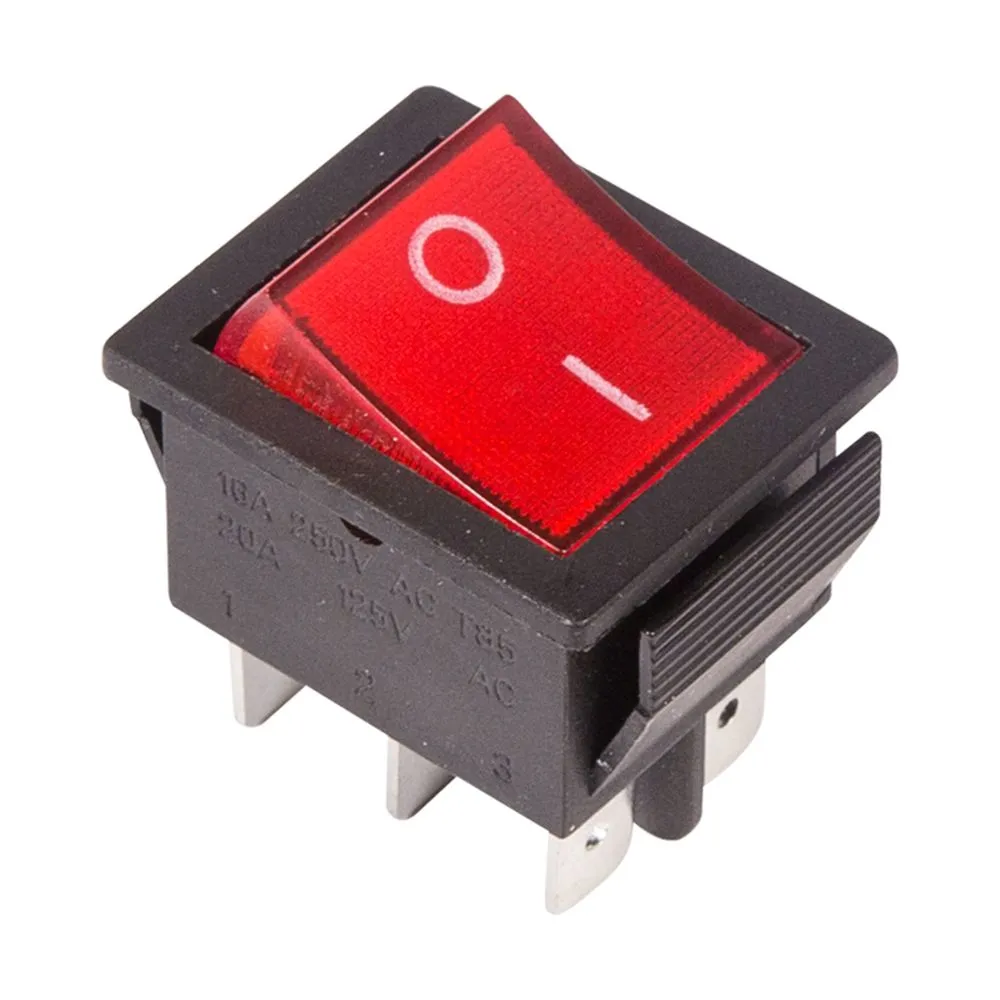 Выключатель клавишный 250V 15А (6с) ON-ON красный с подсветкой (RWB-506, SC-767) Индивидуальная у REXANT 36-2350-1