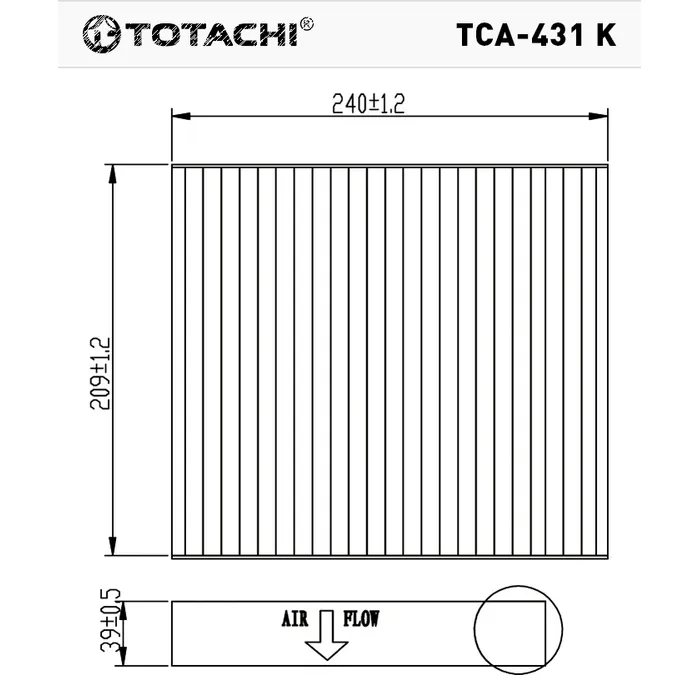 Фильтр салона TOTACHI TCA-431K 1315687 CUK 2559 TOTACHI TCA-431K