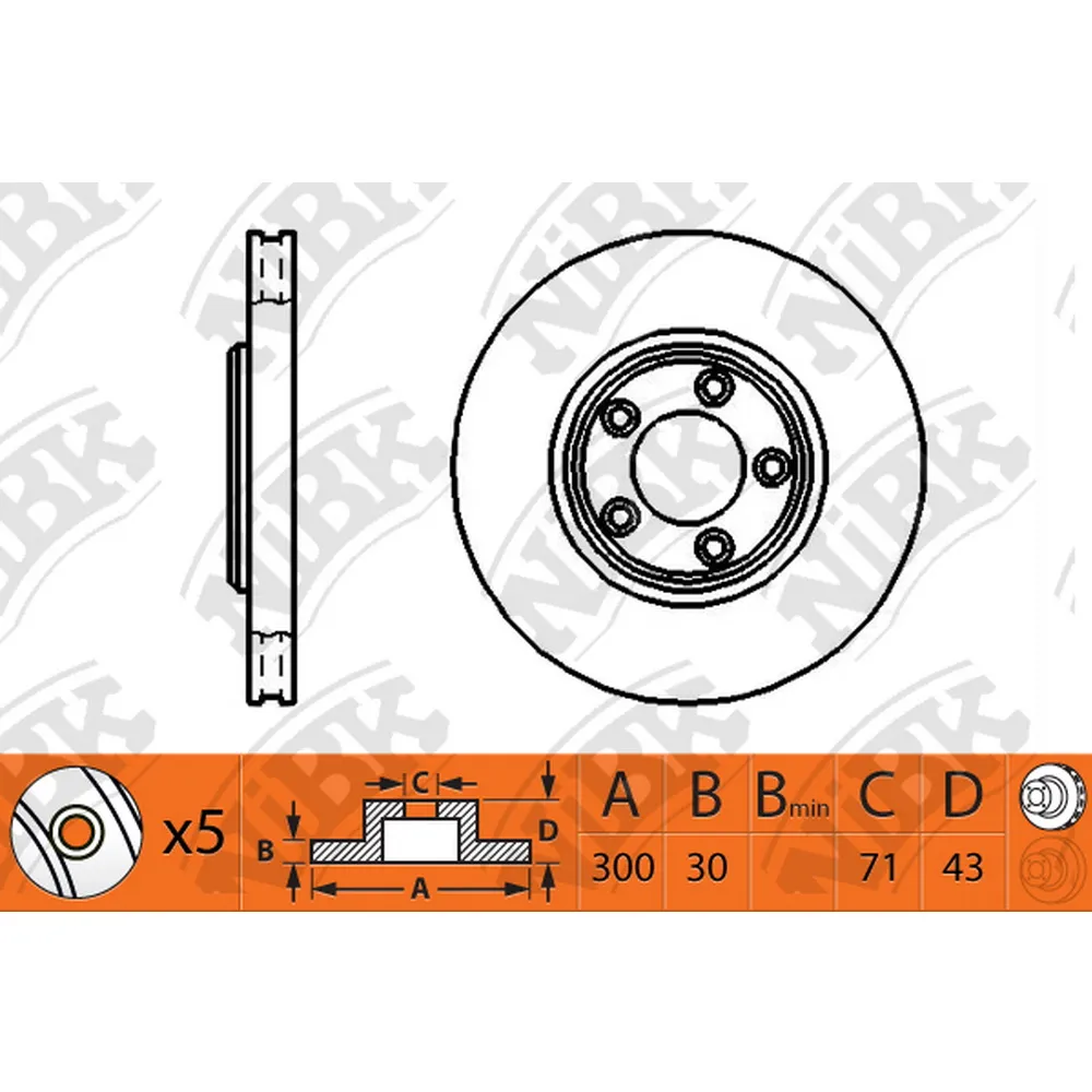 Диск тормозной JAGUAR S-TYPE 2.5-4.2 99- передний NIBK RN1123