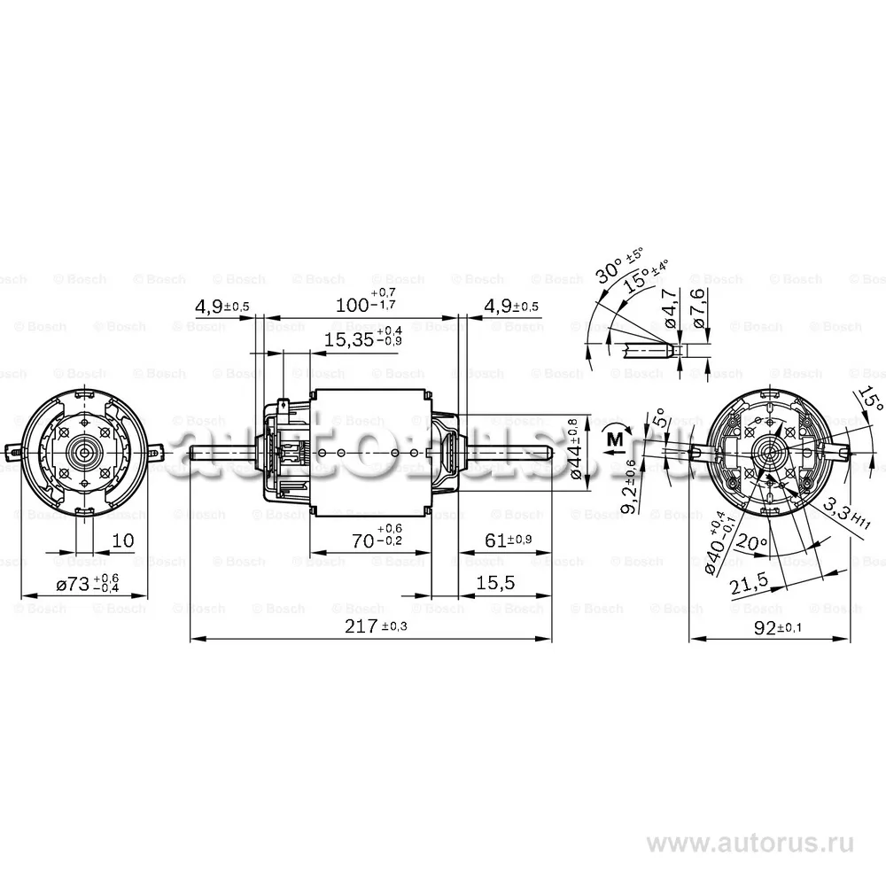 Электродвигатель вентилятора отопителя салона MAN/MB/VOLVO Truck BOSCH 0 130 101 616