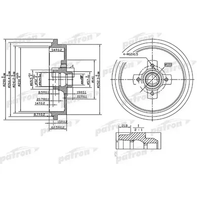 Барабан тормозной задн VW: PASSAT 88-96, PASSAT Variant 88-97 PATRON PDR1192
