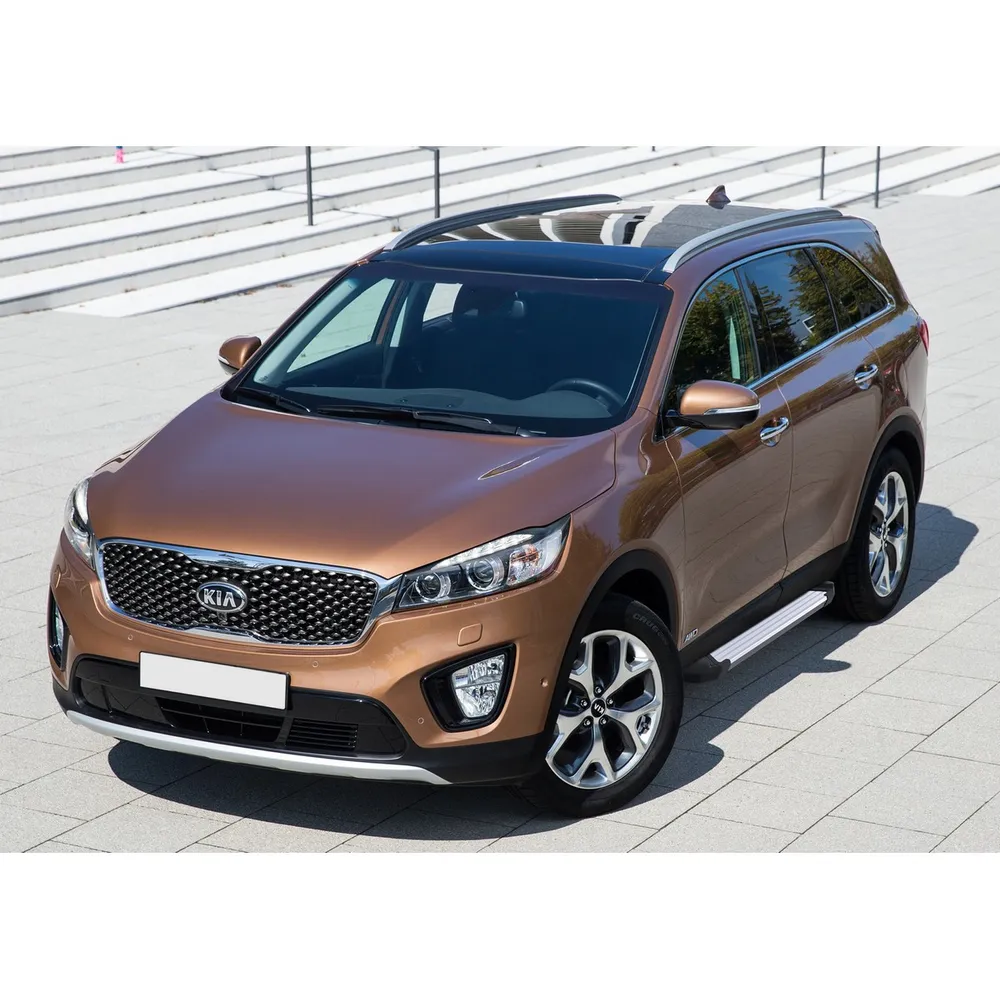 Порог-площадка Silver F180AL + комплект крепежа, RIVAL, Kia Sorento Prime 2015-2017 Kia Sorento III Prime F180AL.2803.3