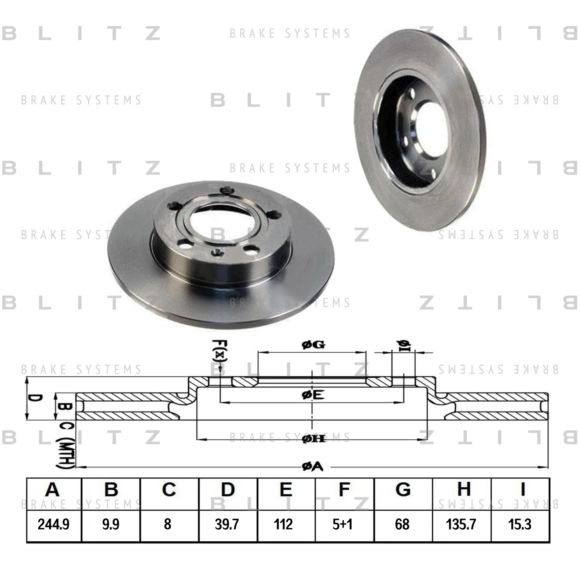 Диск тормозной задний AUDI 80/A4 88-> BLITZ BS0168