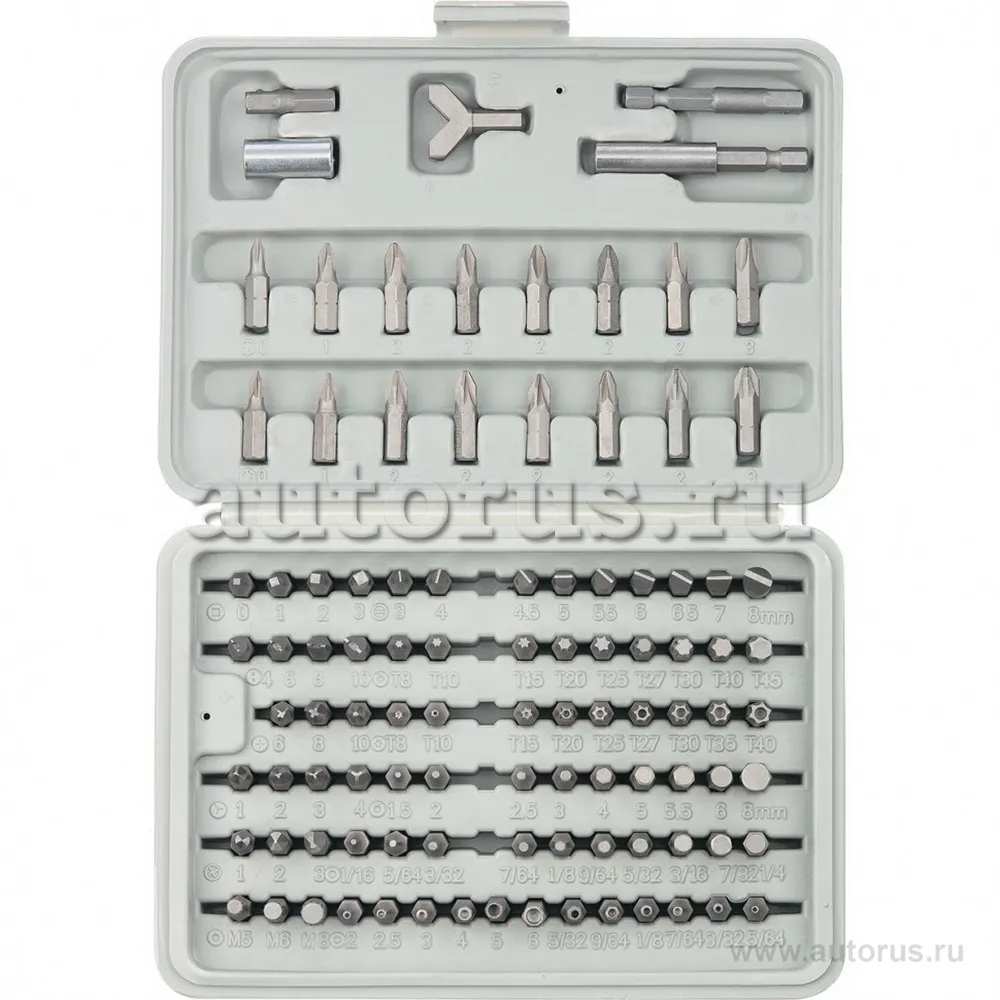 Набор бит, адаптеры для бит, CrV, 100 предм. в пласт. боксе SPARTA 113975