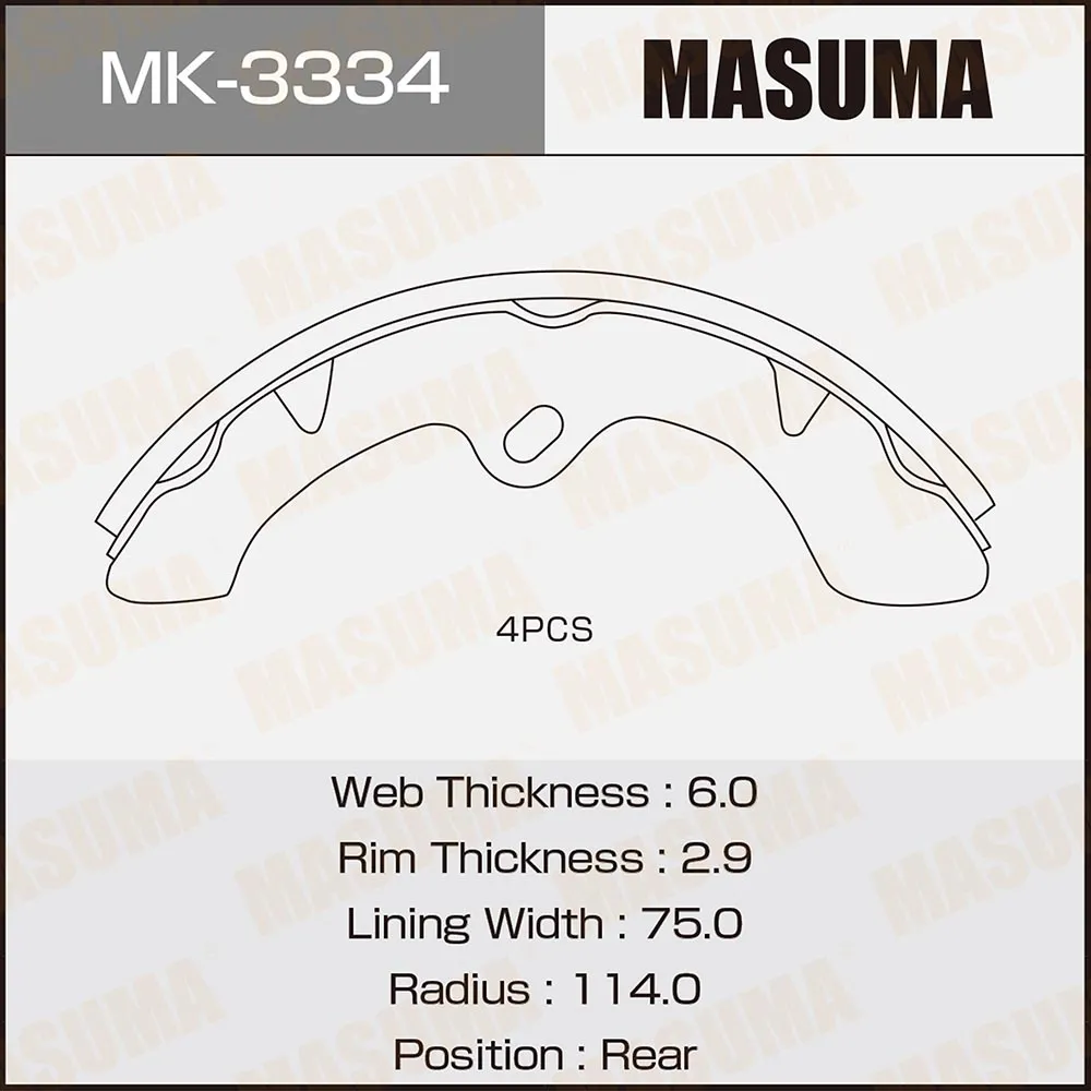 Колодки барабанные MAZDA TITAN 87-95 MASUMA MK3334