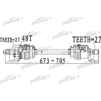 Полуось передний мост слева 27x673x62,2x27 ABS:48T HYUNDAI PATRON PDS0510