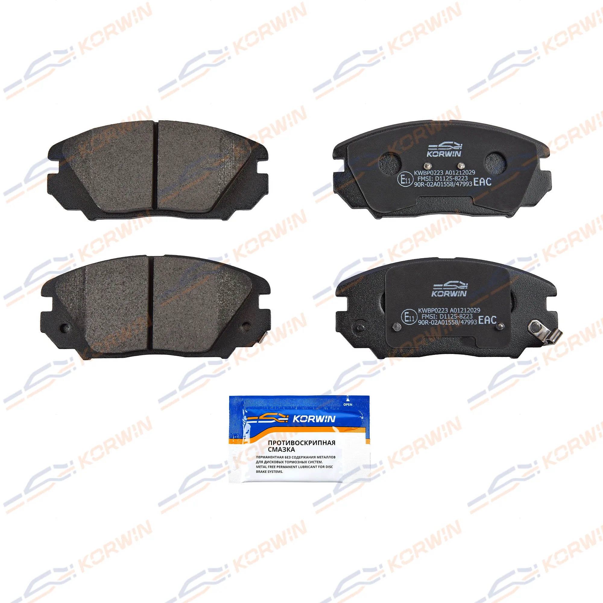 Колодки тормозные перед. Hyundai Sonata (NF) 05-/Tucson 04-/Kia Sportage II 04- KORWIN KWBP0223