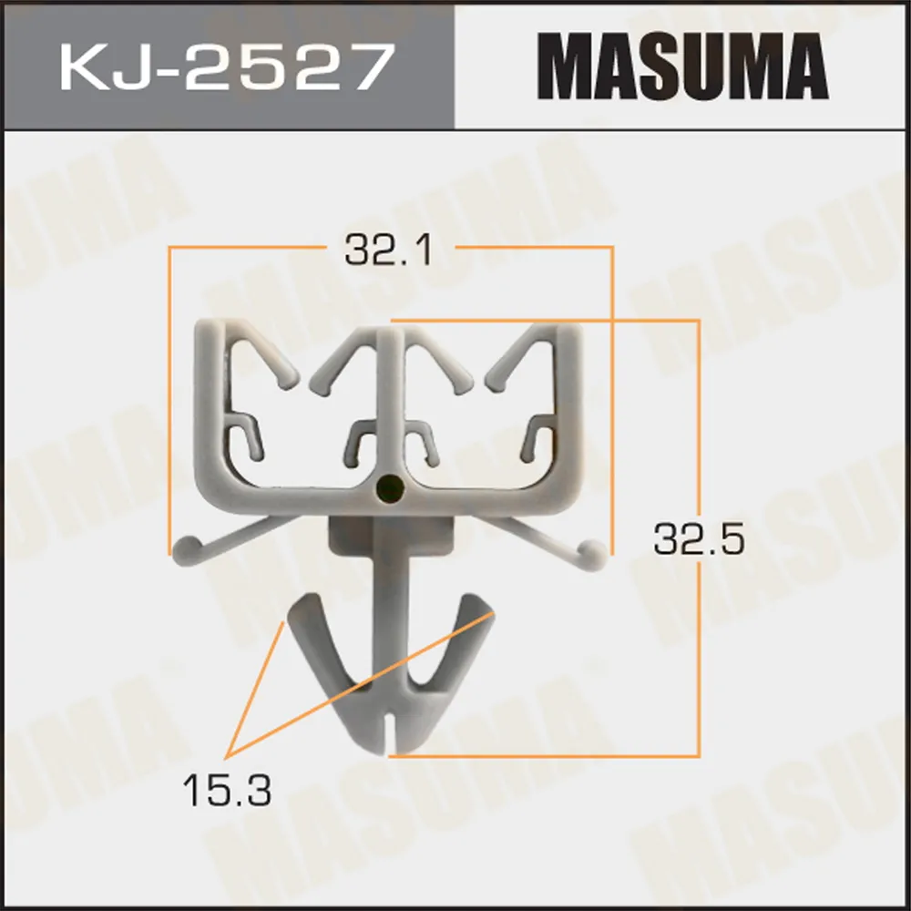 Клипса автомобильная (автокрепеж) MASUMA 2527-KJ уп.50 MASUMA KJ2527