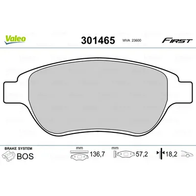 Колодки тормозные передние VALEO 301465