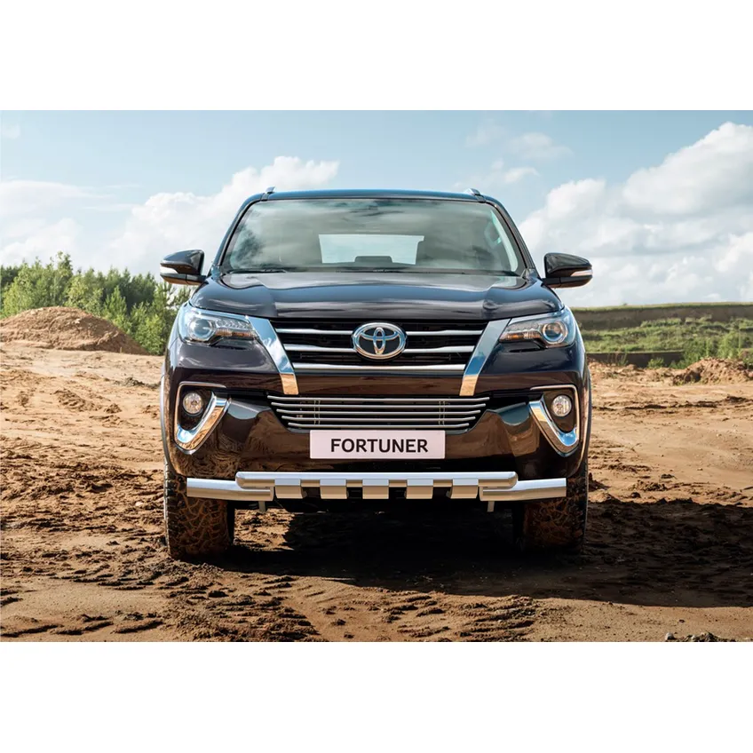 Решетка бампера d10 Rival Toyota Fortuner II 2017-н.в., нерж. сталь, G.5706.001