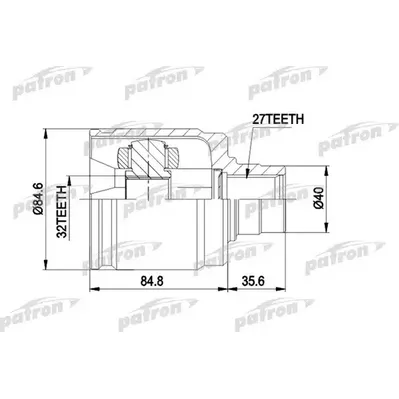 ШРУС промежут. к-кт [A:27, B:32, D:83.5] HONDA: PRELUDE PATRON PCV4016