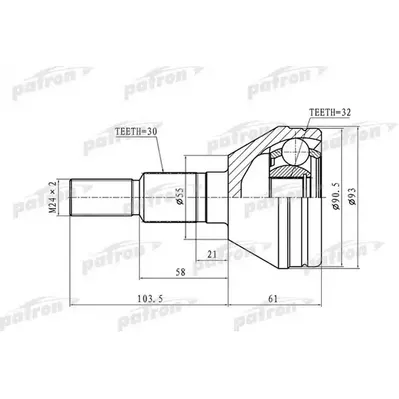 ШРУС наружн 30x55x32 CHEVROLET: MALIBU 97-03, CLASSIC 0 PATRON PCV8947