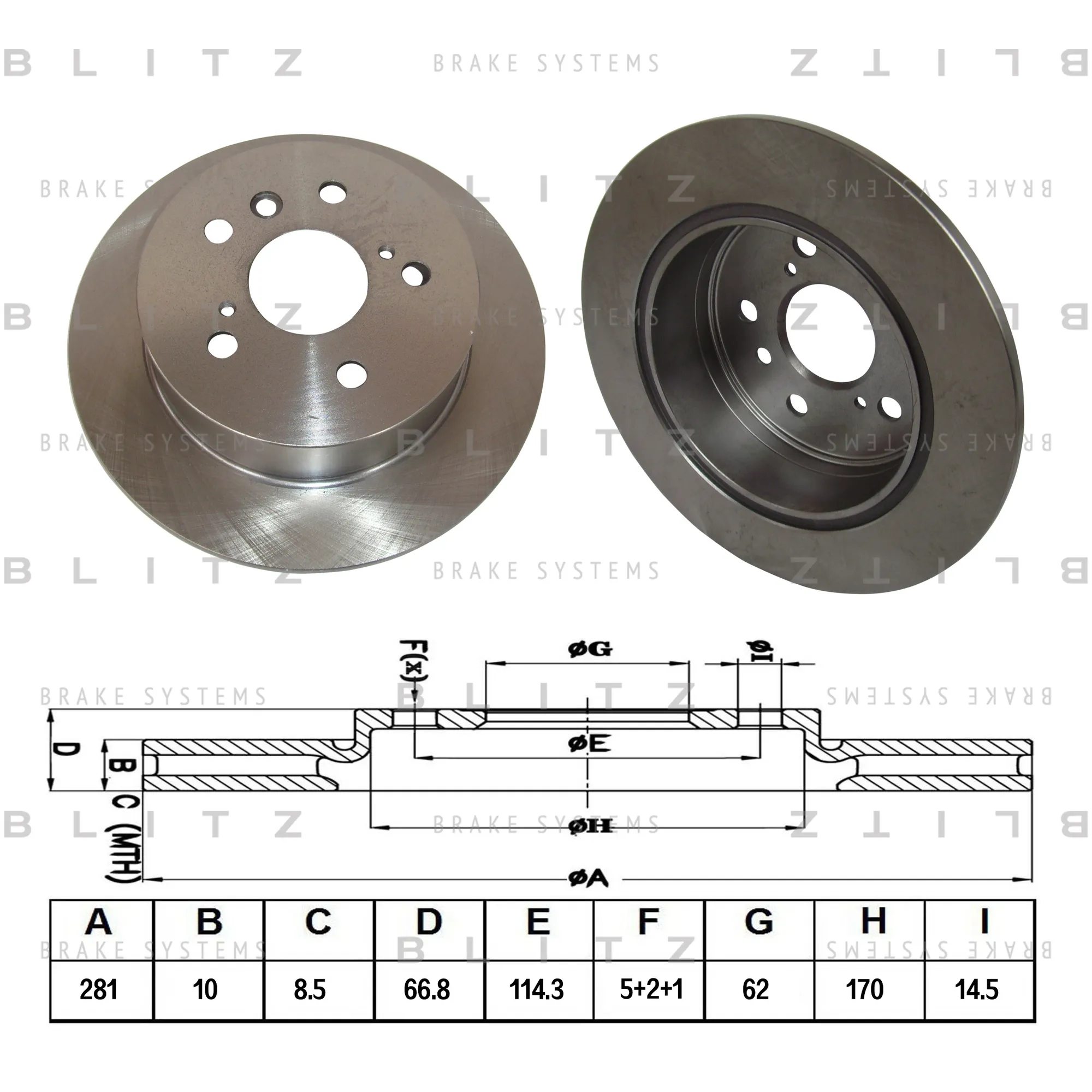 Диск тормозной задний LEXUS ES 06->TOYOTA CAMRY 06-> BLITZ BS0349