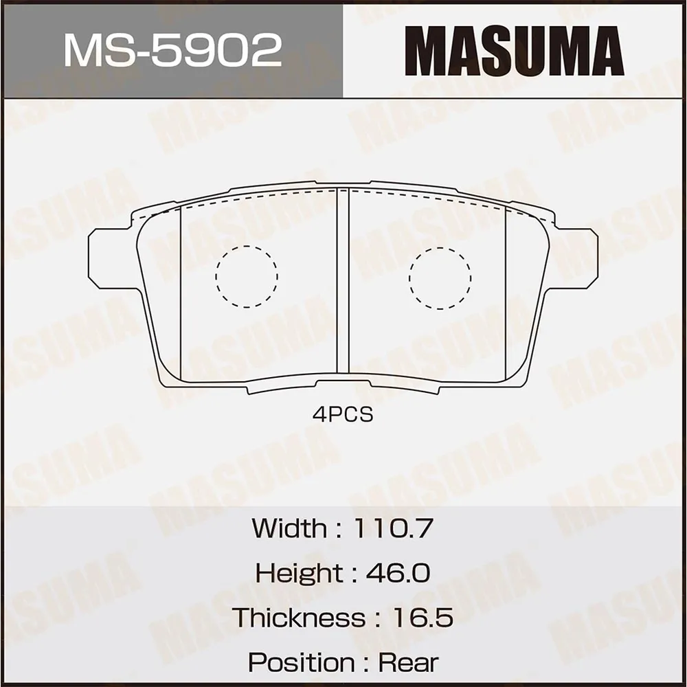 Колодки задние MAZDA CX-7 MASUMA MS-5902