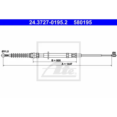 Трос ручника1447mmaudi a3, skoda octaviayeti, vw golfjetta 1.4-2.0i2.0d 04 ATE 24.3727-0195.2
