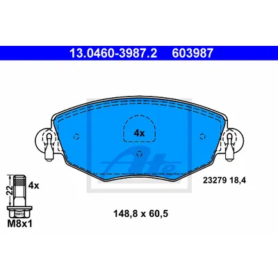 Колодки тормозные передние ATE 13.0460-3987.2