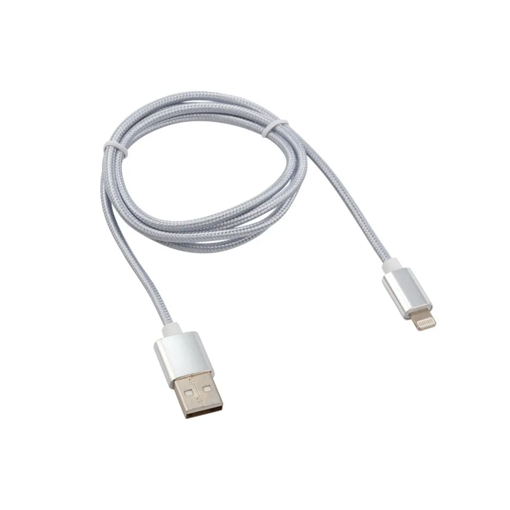 Кабель USB-Lightning 1 м, серебристая нейлоновая оплетка, , Max Вт REXANT 18-7051