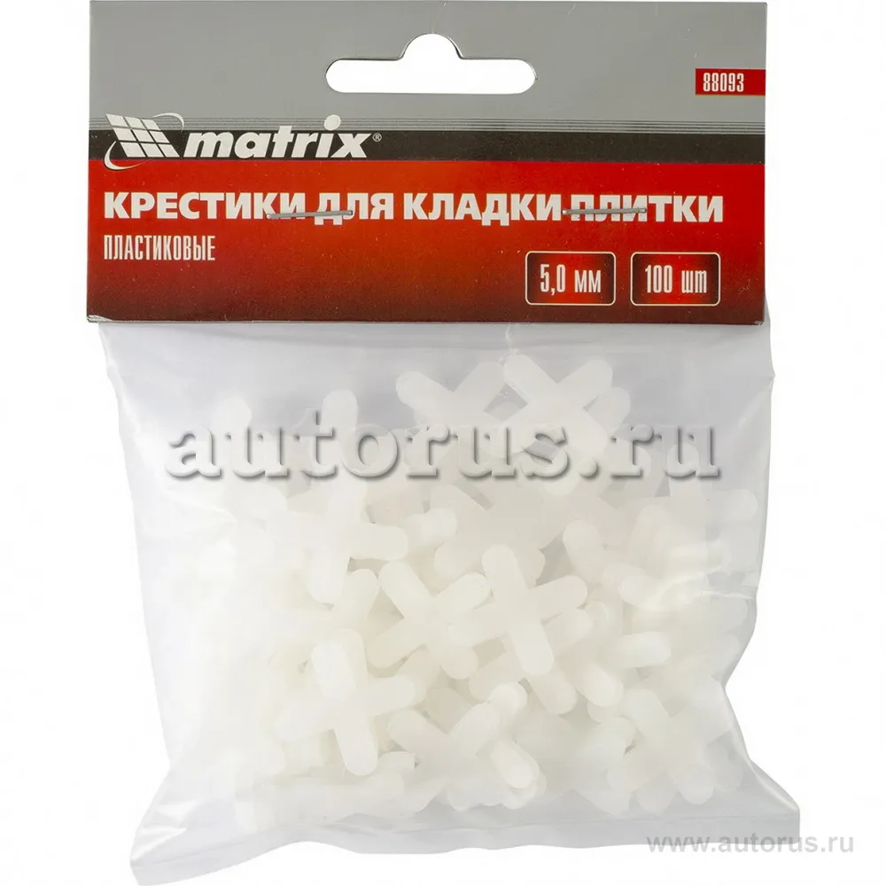 Крестики, 5 мм, для кладки плитки, упаковка 100 шт MATRIX 88093 MATRIX 88093