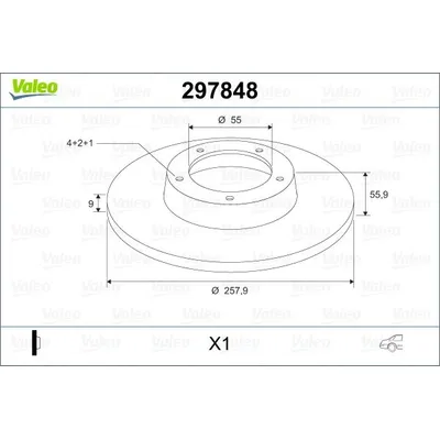 Диск тормозной задний VALEO 297 848