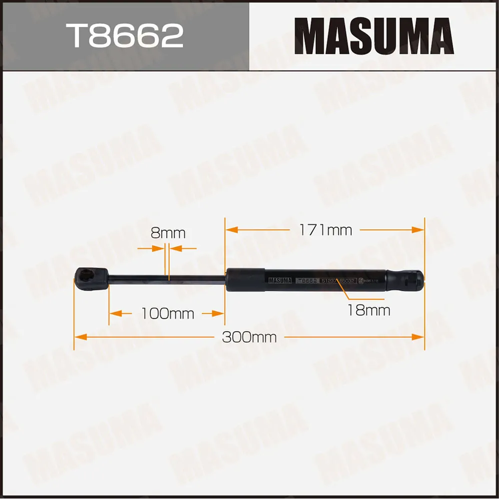 Упор газовый капота MASUMA, L300mm (1/40) MASUMA T8662