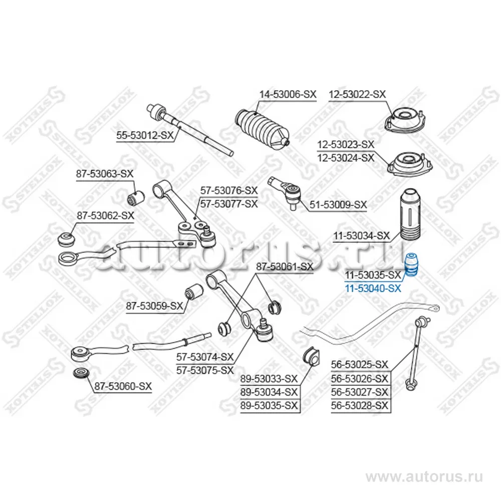 Отбойник амортизатора переднего VIN: 020708> KIA Rio 02> STELLOX 11-53040-SX