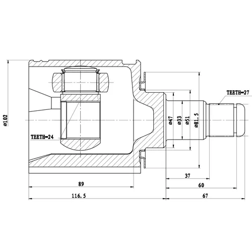 ШРУС внутренний TOYOTA LAND CRUISER PRADO 90 (96-- 02) ZIKMAR Z87504R