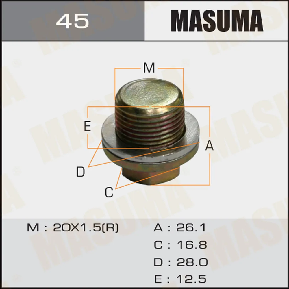 Болт маслосливной (с шайбой) Honda 20х1.5mm MASUMA 45