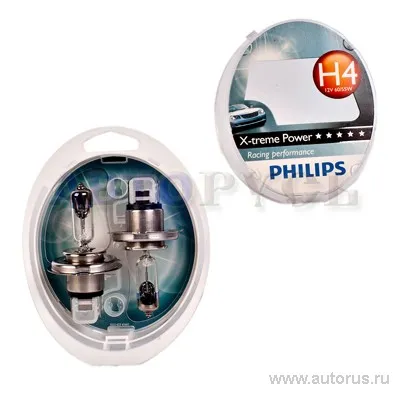 Лампа 12V H4 60/55W PHILIPS X-treme Power 2 шт. DUOBOX 12342 ХР