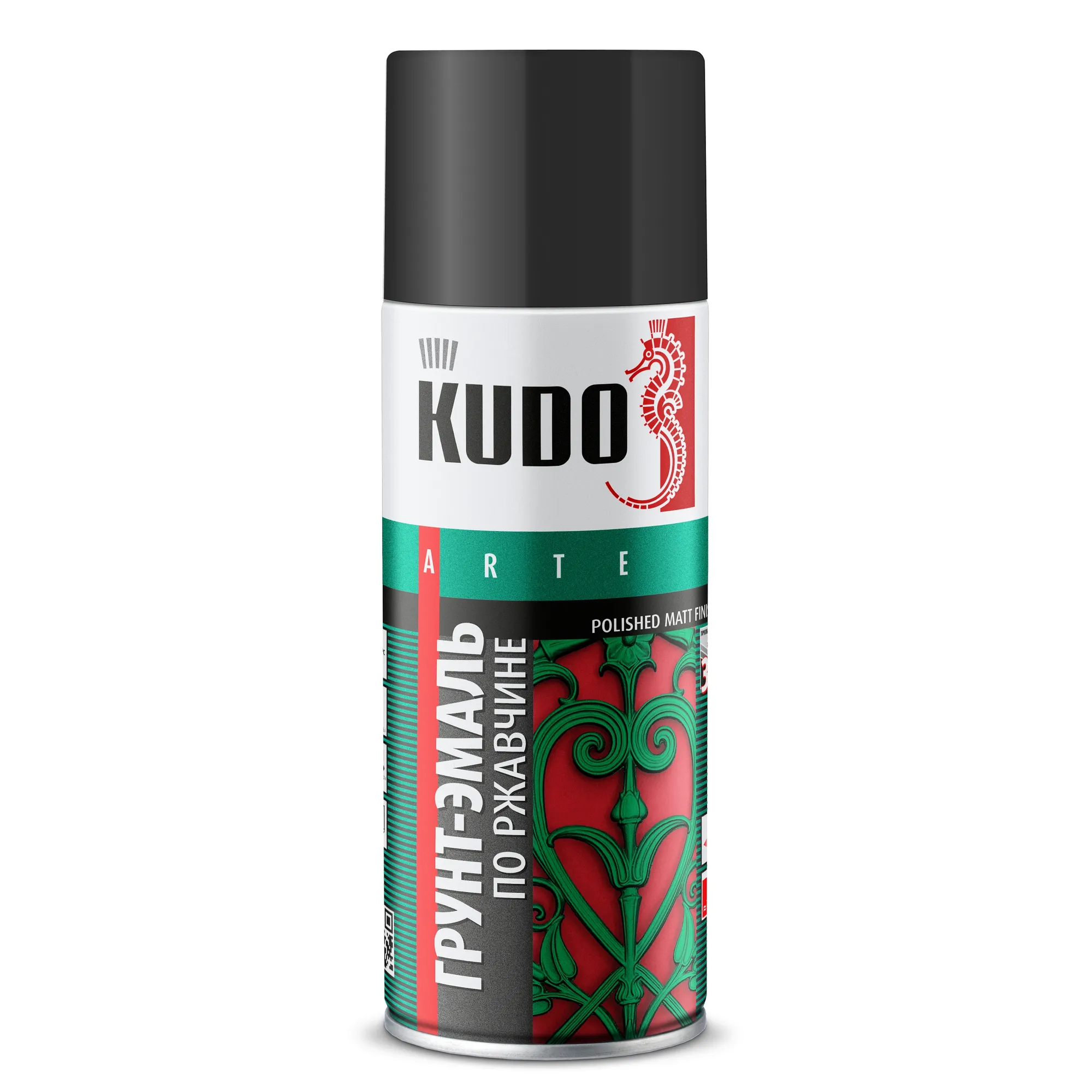 Грунт эмаль по ржавчине черная 520 мл KUDO KU-319005
