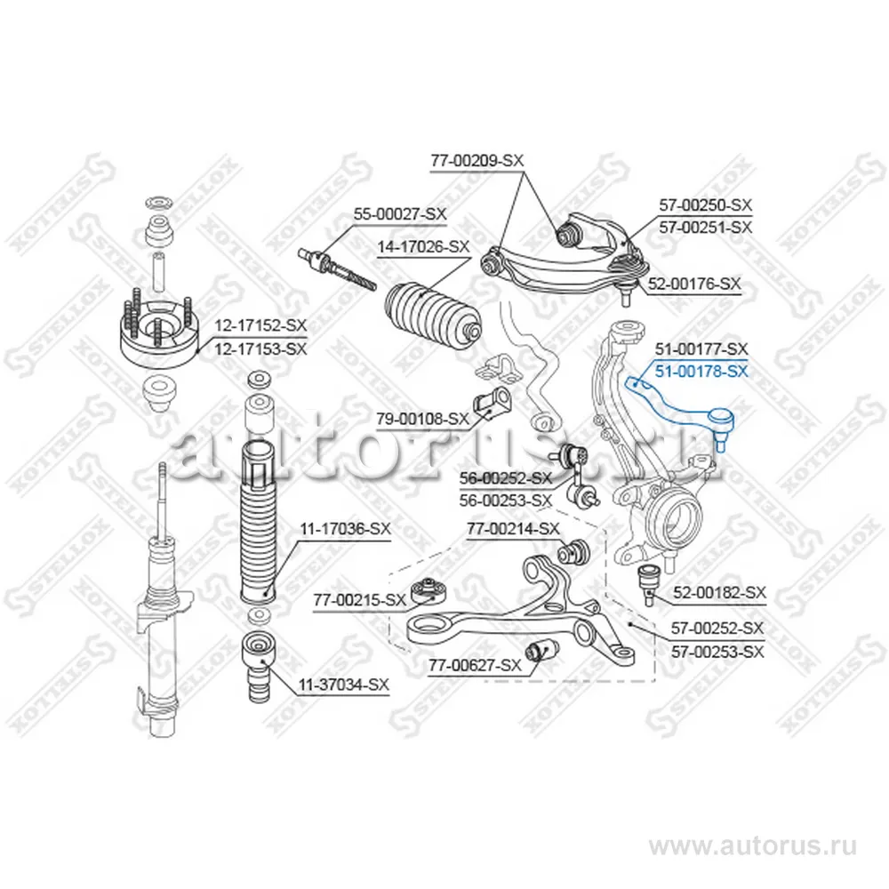 Наконечник рулевой правый Honda Accord all 08> STELLOX 51-00178-SX