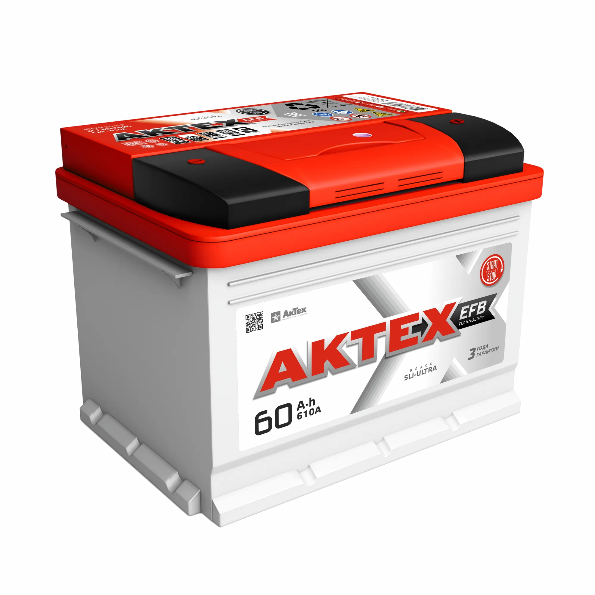 Аккумулятор АКТЕХ EFB 60 А/ч обратная R+ 242x175x190 EN610 А