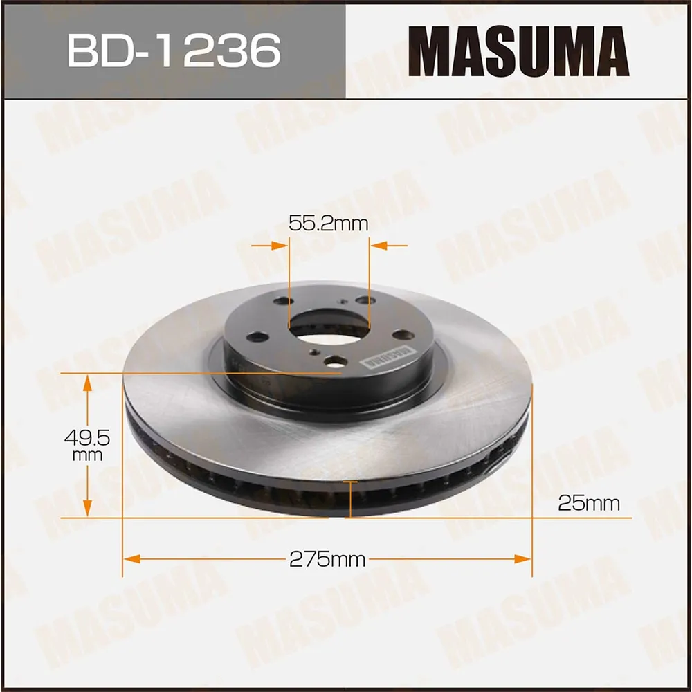 Диск тормозной (упаковка 2 шт, цена за 1 шт) MASUMA bd1236