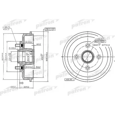 Барабан тормозной задн FORD: FOCUS 98-04, FOCUS седан 99-04, FOCUS у PATRON PDR1584