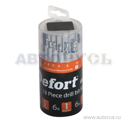 Набор сверл комбинированный 18пр. DEFORT DS-18
