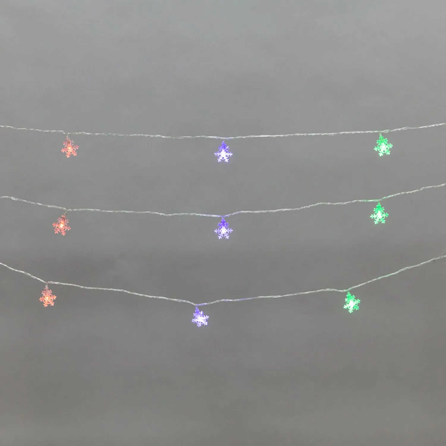 Гирлянда светодиодная Снежинки большие 5м, 20LED, IP20, прозрачный провод, свечение мульти (RG/RB), мигание, 230В NEON-NIGHT 304-024