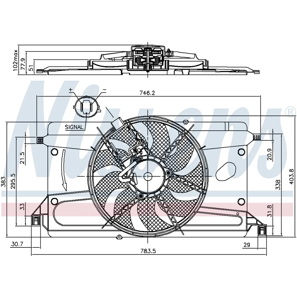 Вентилятор радиатора Ford Focus II (CAP, CB4) (с 2004, 1.4 i 16V, 1.6 i 16V) NISSENS 85697