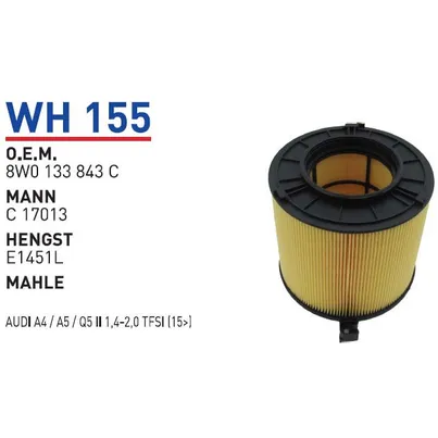 Фильтр воздушный AUDI A4 (8W) 15-, A5 16-, Q5 II 16- WUNDER FILTER WH155