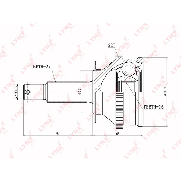 ШРУС наружный LYNXauto CO-3624A