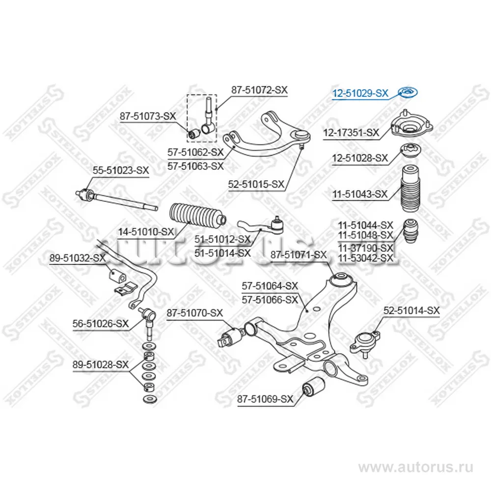 Опора амортизатора переднего верхняя Hyundai Sonata EF 01-04, KIA STELLOX 12-51029-SX