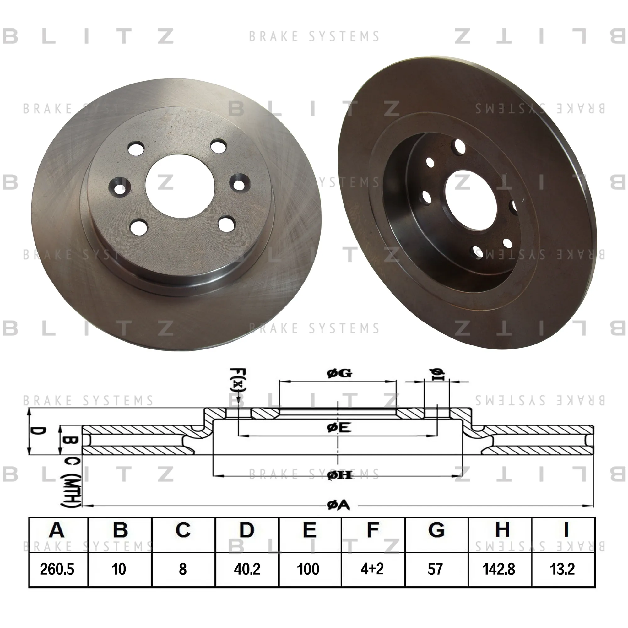 Диск тормозной задний KIA SEPHIA/SHUMA 97-> BLITZ BS0304
